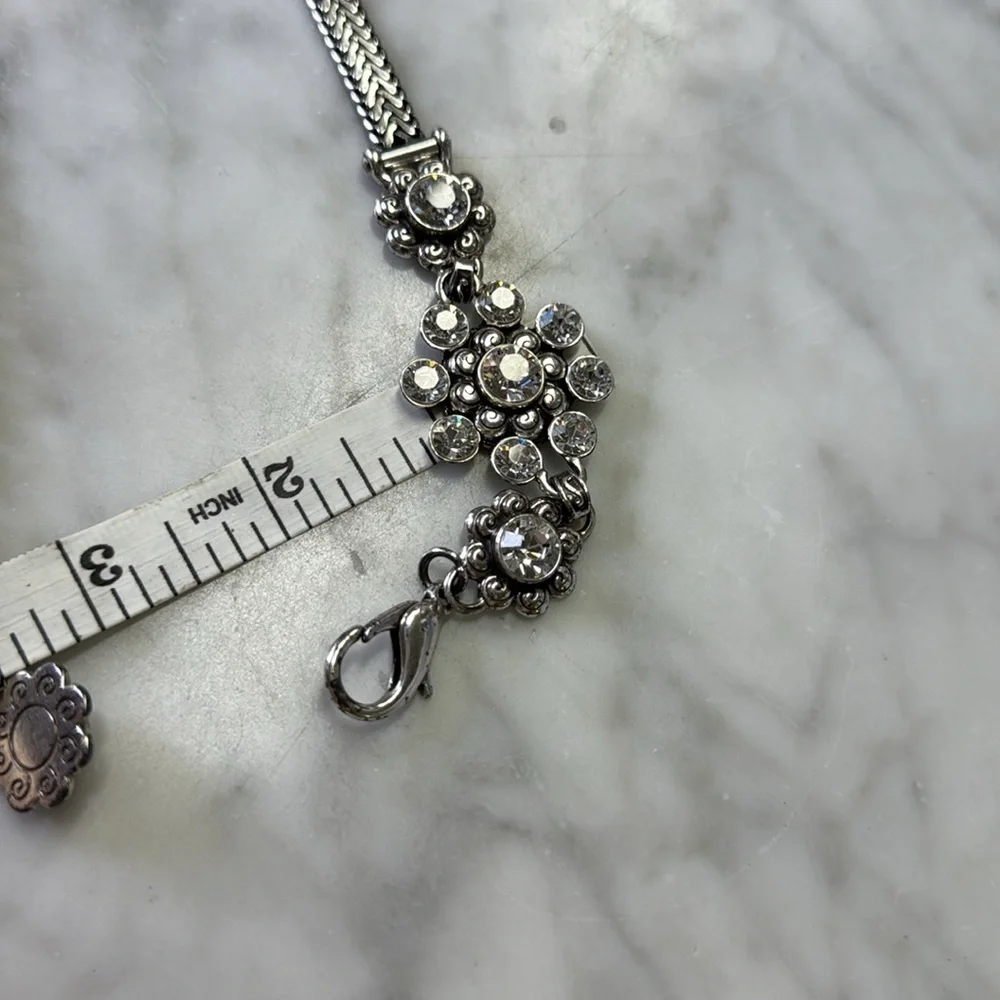 BRIGHTON Silver Toned Rhinestone Embellished Chain Belt Size M